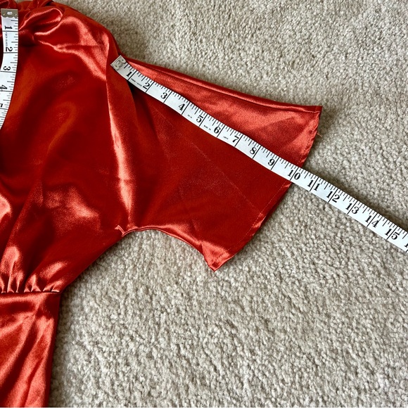 PRETTY LITTLE THING Rust Colored Satin One Shoulder Midi Dress—SZ. 4 - Picture 9 of 17